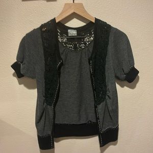 black and grey little cardigan